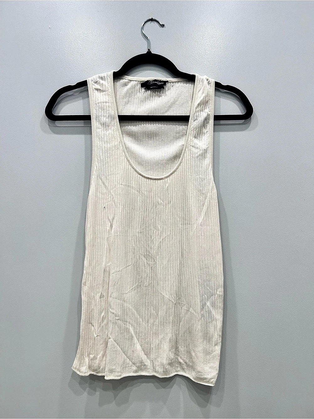 Tom Ford Silk Knit Semi Sheer Ribbed Tank Top in Cream Size Large